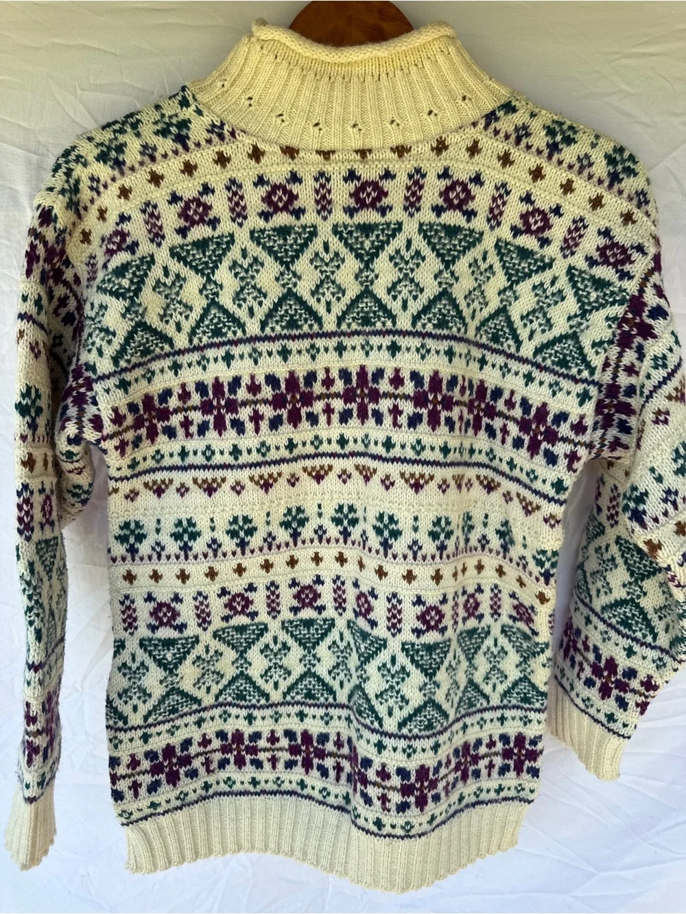 VTG Alps Fair Isle Wool Blend Turtleneck Sweater M Geometric Knit Ski Made USA - Picture 7 of 12